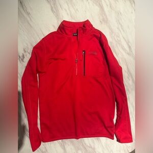 The North Face Mens Red Fleece lined Quarter Zip Pullover small Outdoor